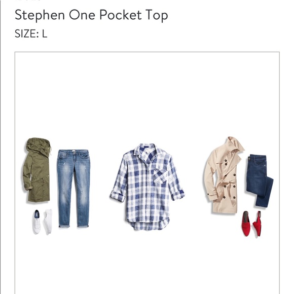 Blue and White Plaid Button Down - Picture 3 of 4